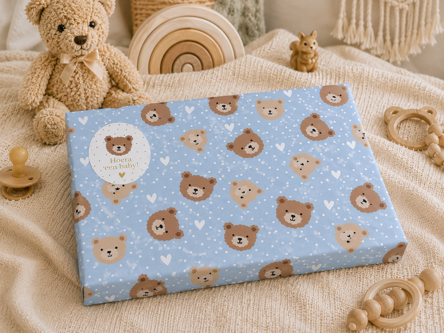 Kraamcadeau verpakt blauw