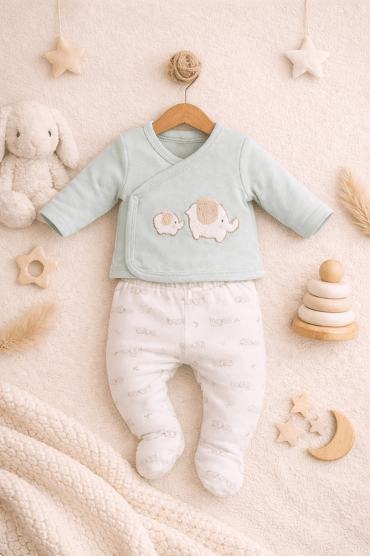 Baby Giftset 5-delig Olifantje Mint – Kraamcadeau Jongen of Meisje 0-3 Maanden - Blij Eitje