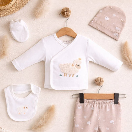 Baby Giftset Schaapje 8-delig – Kraamcadeau Jongen of Meisje | 0-3 Maanden - Blij Eitje