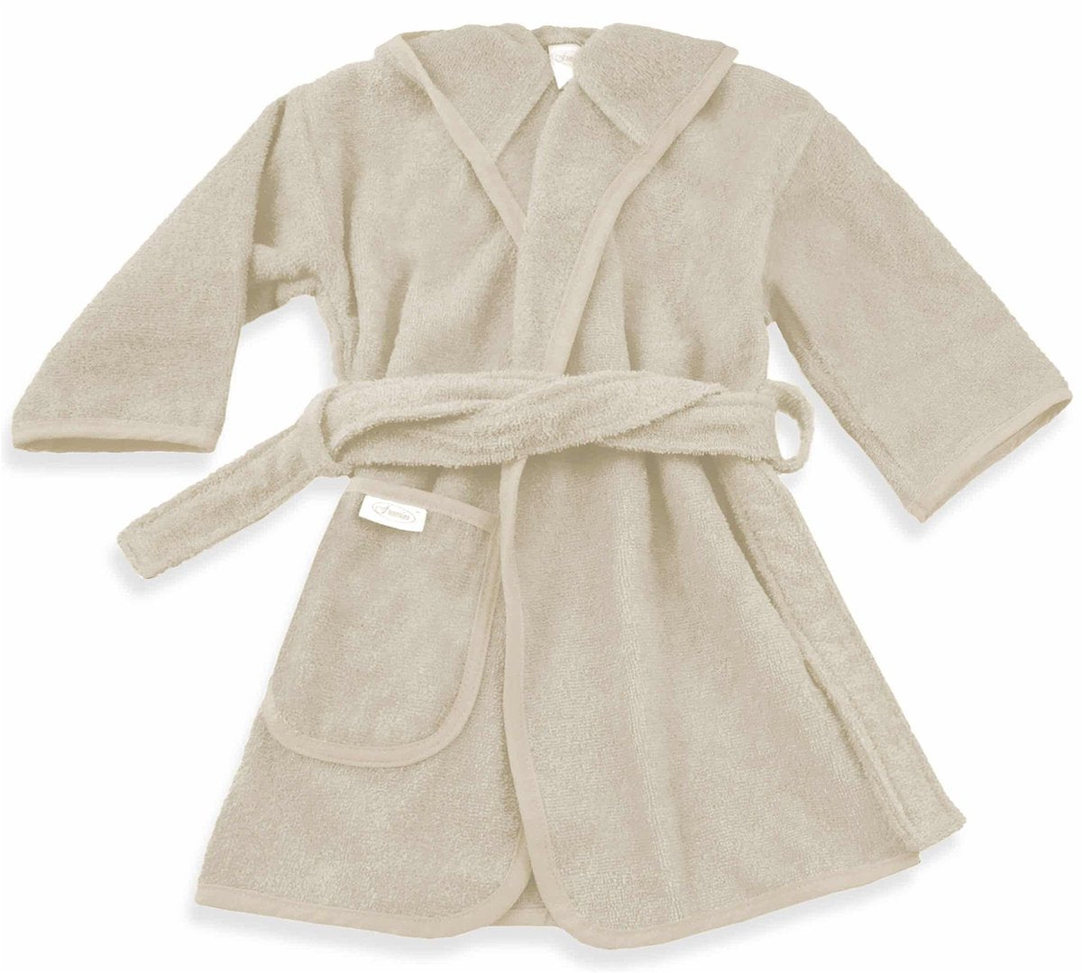 Beige baby badjas van 0 tot 1 jaar met capuchon – zachte badjas voor na het badderen of zwemmen