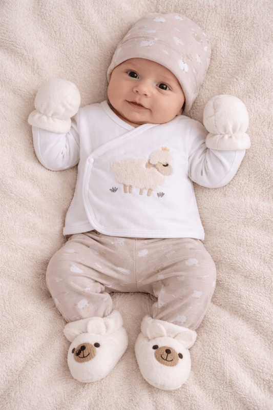 Baby Giftset Schaapje 8-delig – Kraamcadeau Jongen of Meisje | 0-3 Maanden - Blij Eitje
