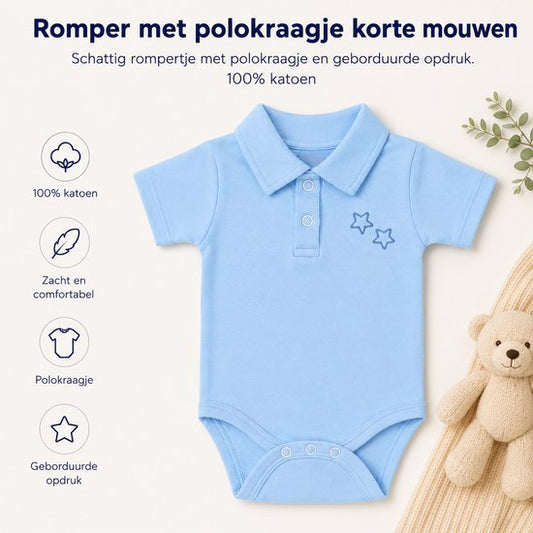 Blijeitje - Luxe 4-delige babycadeauset - Kraamcadeau Jongen met Prinsje Blauw Mutsje, Krabwantjes, Slofjes & Romper met polokraagje - Blij Eitje