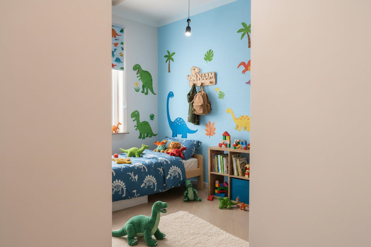 Kinderkapstok Dinosaurus met Naam | Houten Dino Kapstok Kinderkamer - Blij Eitje