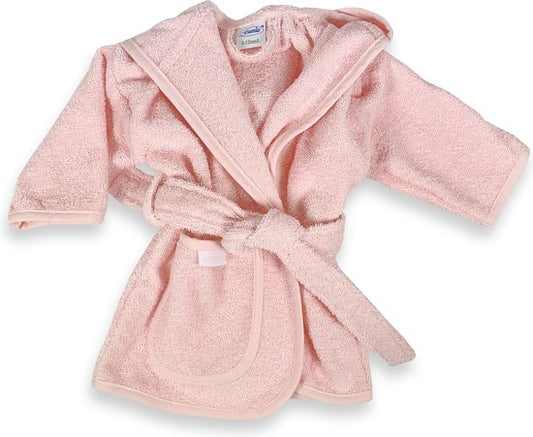 Roze baby badjas van 0 tot 1 jaar met capuchon – zachte badjas voor na bad of zwemmen