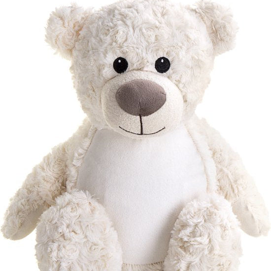 Tummie Beer Wit 42 cm gepersonaliseerd met naam geborduurd – zachte knuffel voor geboorte of verjaardag